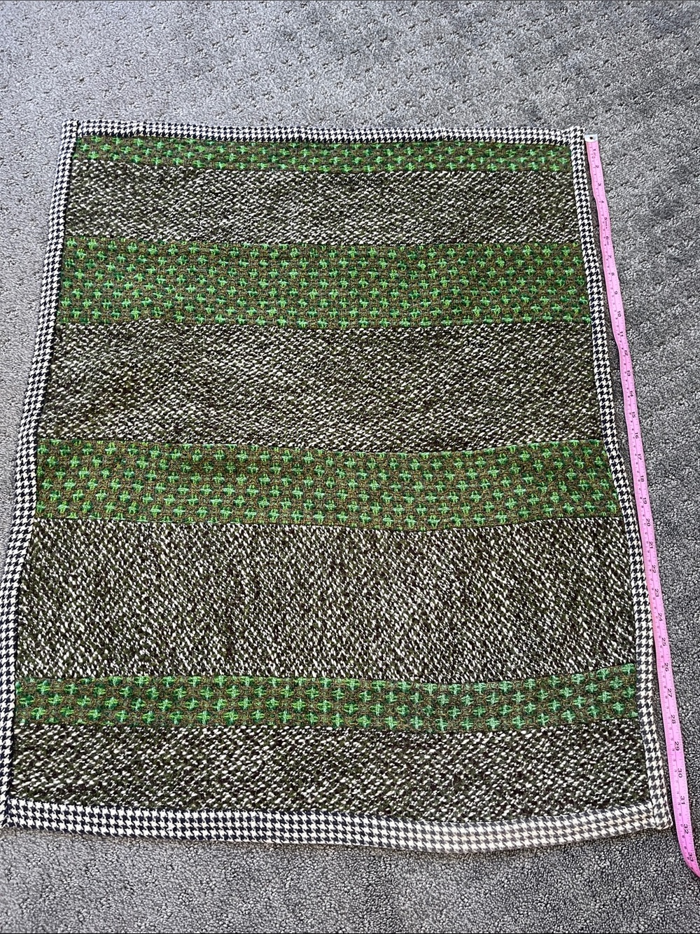 Green Patterned Woven Throw Blanket by